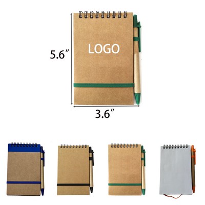Kraft Spiral Jotter Notebook with Pen