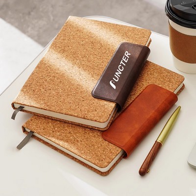 A5 PU Magnetic Closure Buckle Cork Cover Journal Notebook
